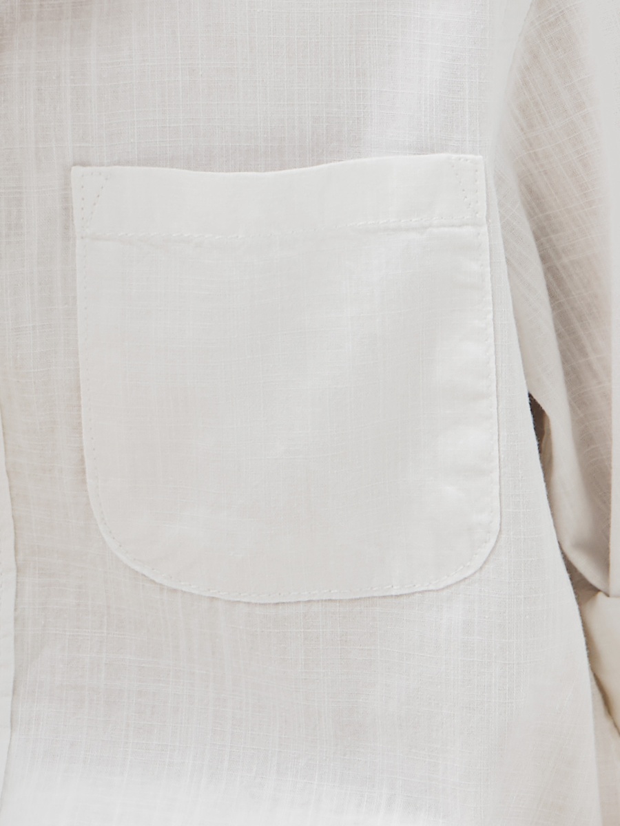 Solid Shirt with Long Sleeves and Chest Pocket
