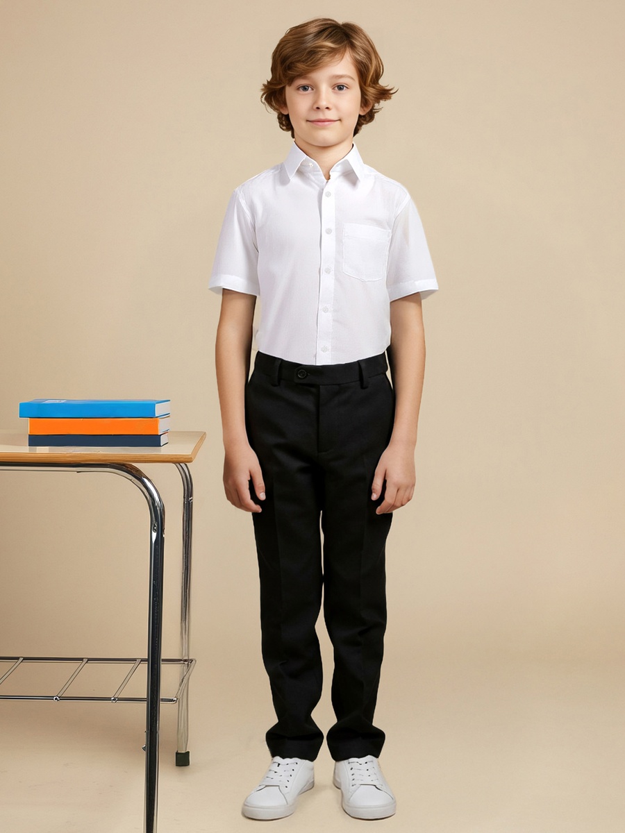 طقم قميص سادة من قطعتين بأكمام قصيرة وجيب من جونيورز