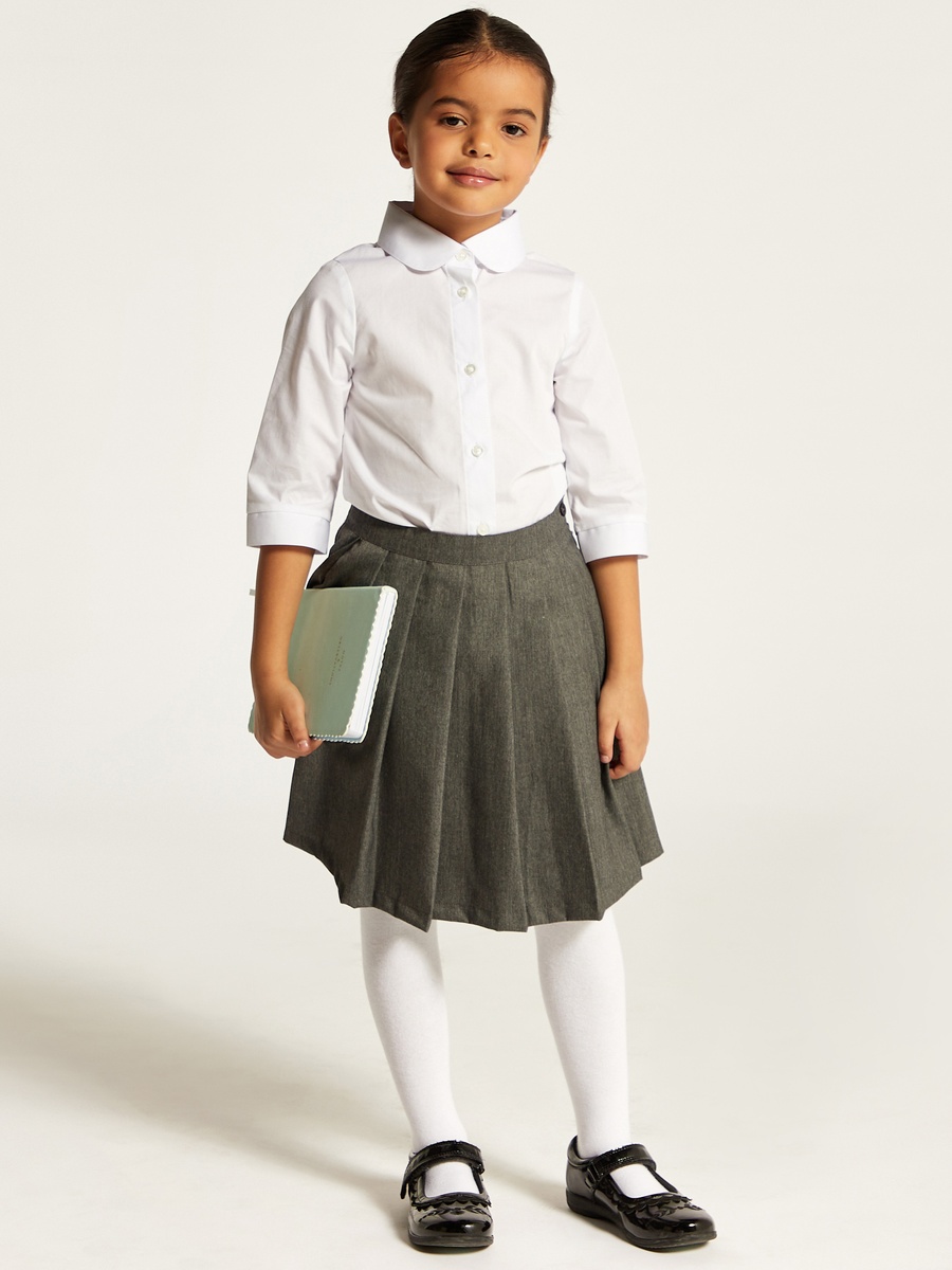 Solid Shirt with 3/4 Sleeves and Button Closure