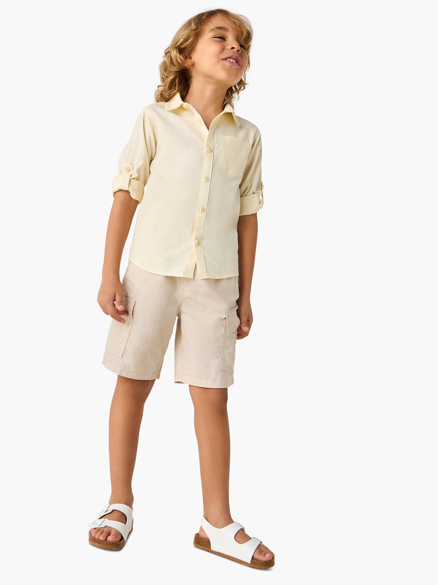 Solid Shirt with Collar and Long Sleeves
