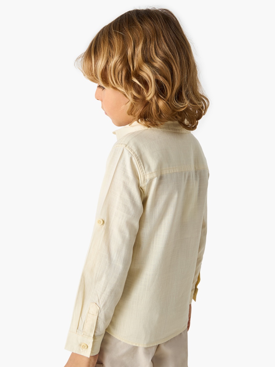 Solid Shirt with Collar and Long Sleeves