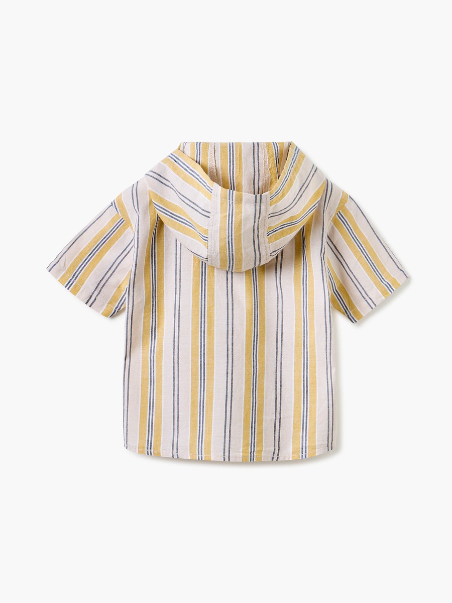 Striped Shirt with Hood and Short Sleeves