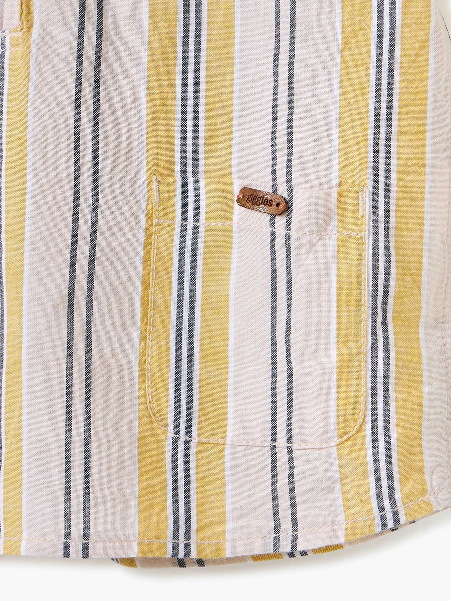 Striped Shirt with Hood and Short Sleeves