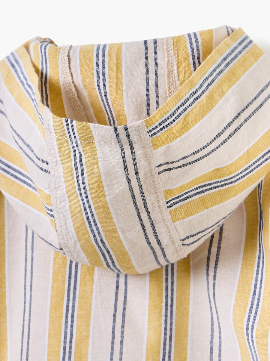 Striped Shirt with Hood and Short Sleeves