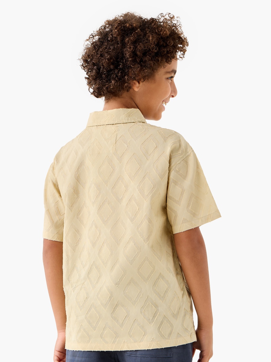 Textured Collared Shirt with Short Sleeves
