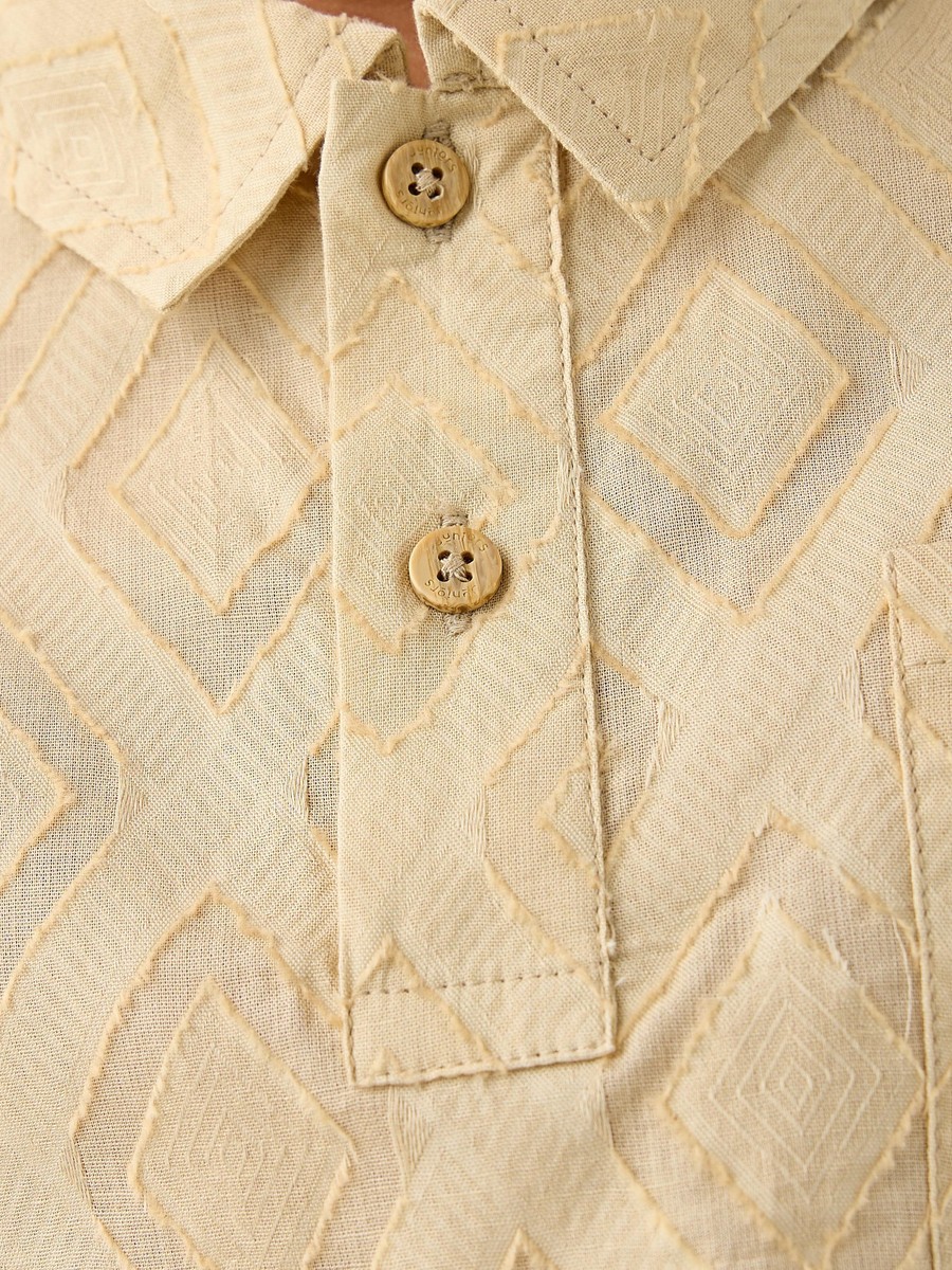 Textured Collared Shirt with Short Sleeves