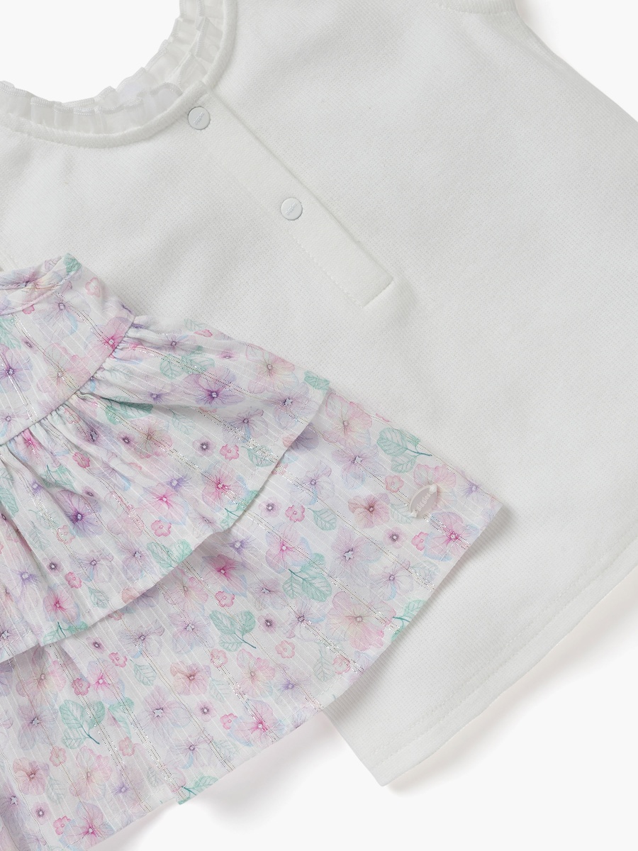 Floral Print Pinafore and Sleeveless Top Set