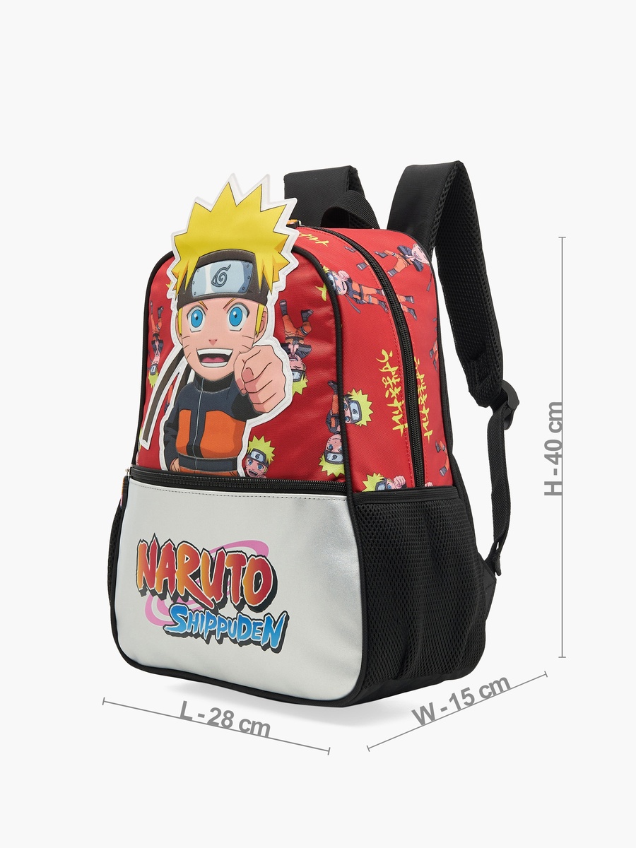 شنطة ظهر بسحّاب إغلاق وحمّالات قابلة للتعديل وطبعات نارتو- 14 بوصة