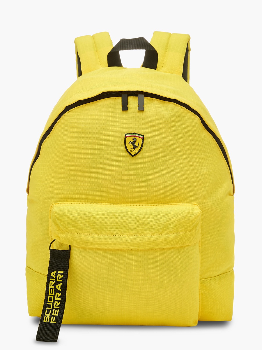 Ferrari Logo Applique Backpack with Adjustable Shoulder Straps and Zip Closure - 16 inches