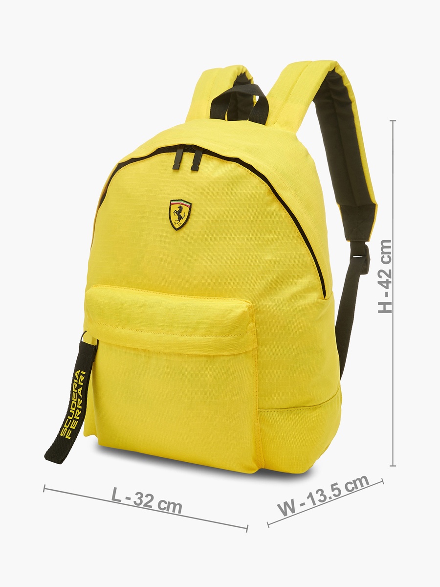 Ferrari Logo Applique Backpack with Adjustable Shoulder Straps and Zip Closure - 16 inches