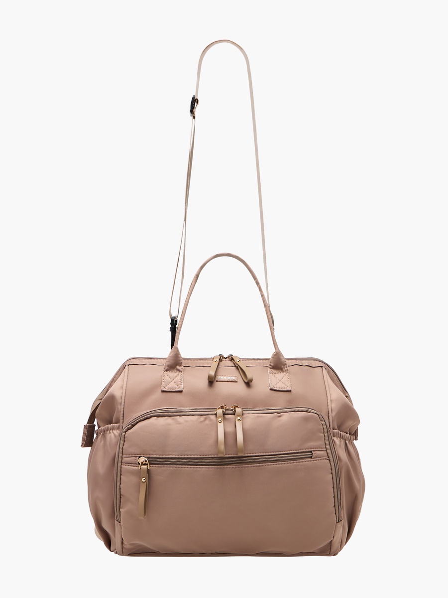 Solid Diaper Bag with Double Handle and Zip Closure