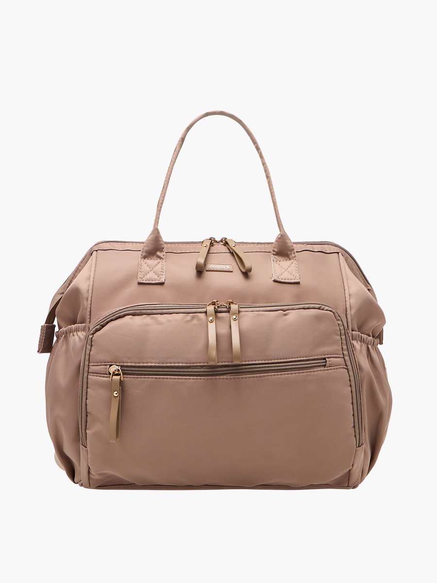 Solid Diaper Bag with Double Handle and Zip Closure