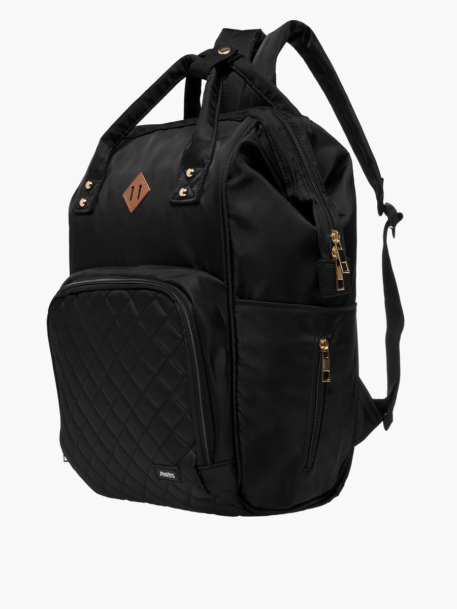 Quilted Diaper Backpack with Adjustable Shoulder Straps and Zip Closure
