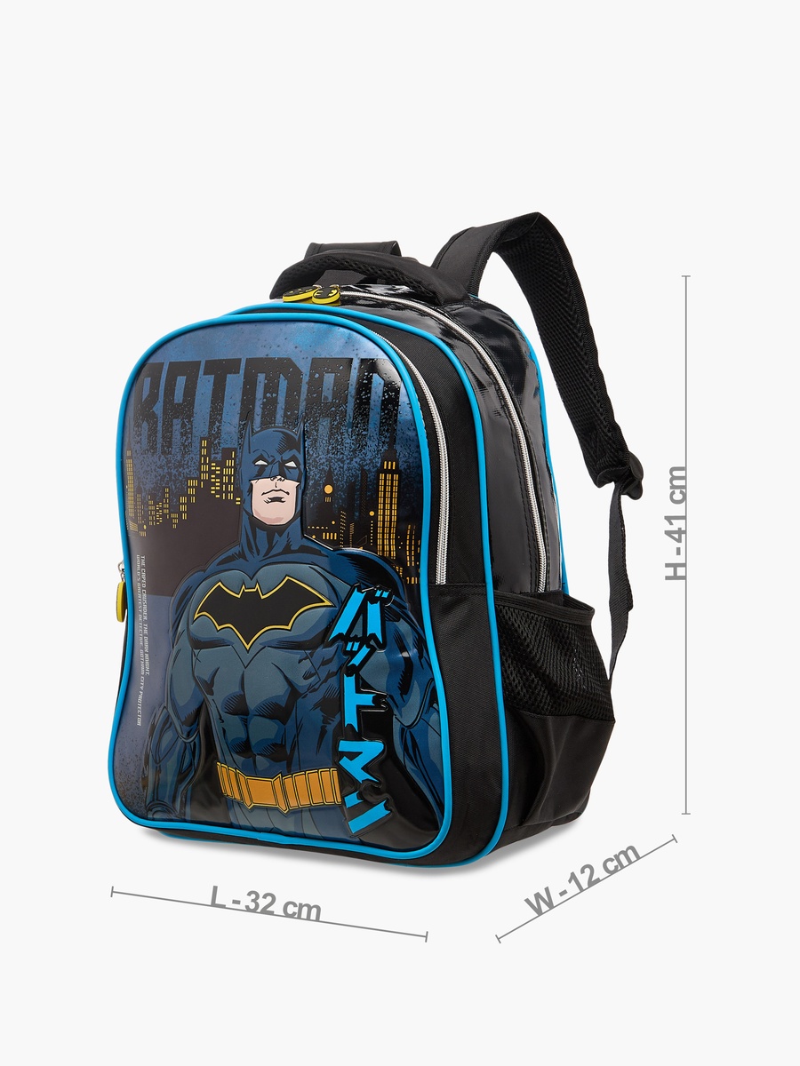 Batman Print Backpack with Adjustable Straps and Zip Closure
