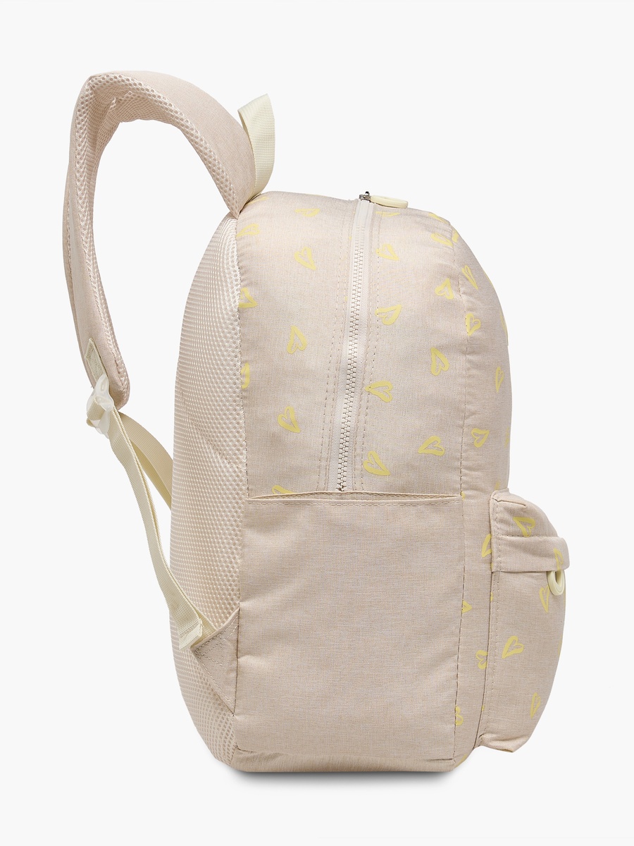 Heart Print Backpack with Adjustable Straps and Zip Closure - 17 inches