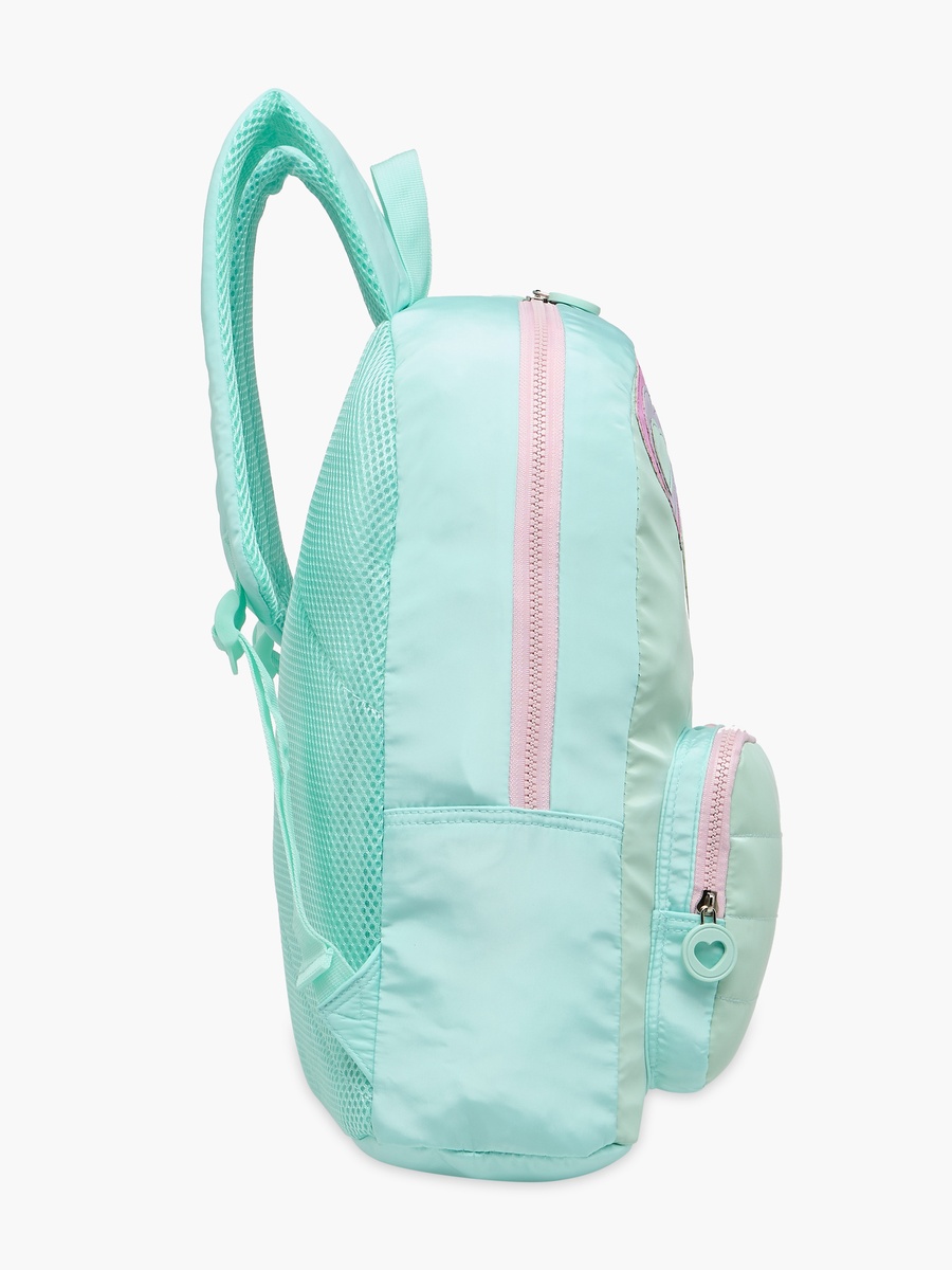 Heart Applique Backpack with Adjustable Straps and Zip Closure - 17 inches