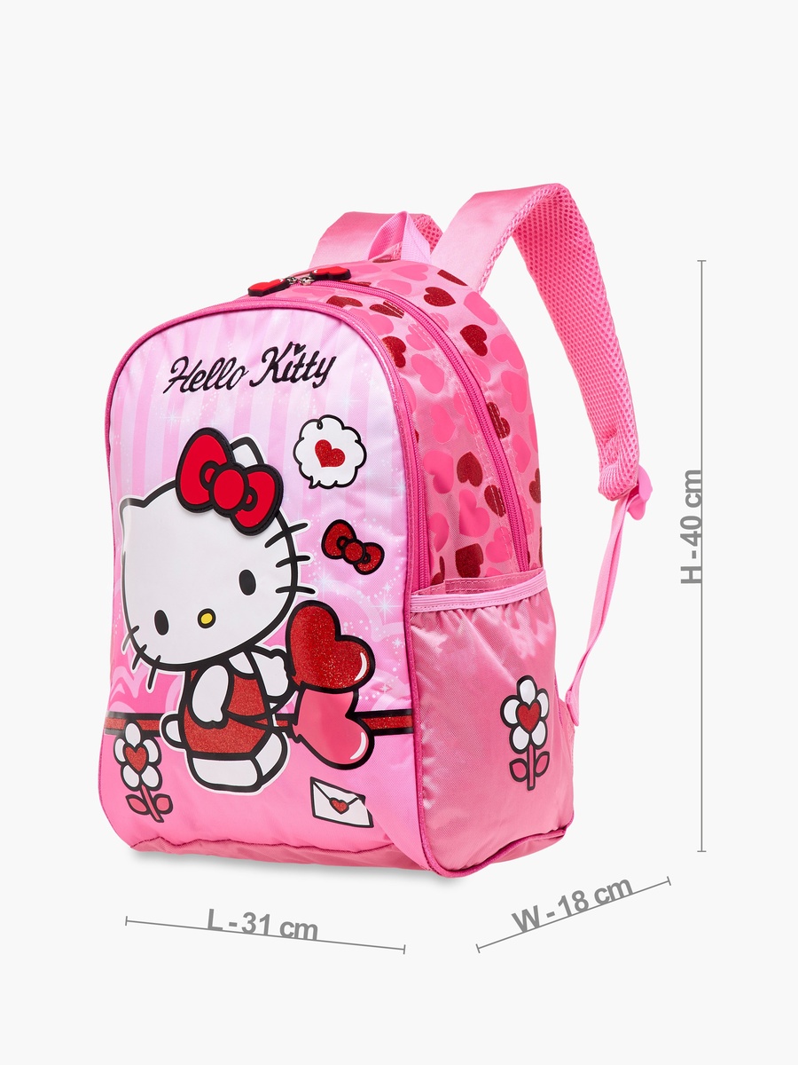 Hello Kitty Printed Backpack with Adjustable Straps and Zip Closure - 16 inches