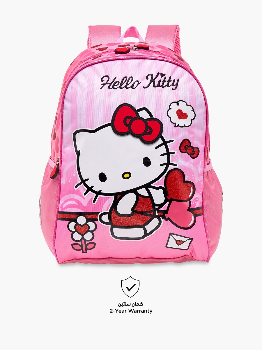 Hello Kitty Printed Backpack with Adjustable Straps and Zip Closure - 16 inches