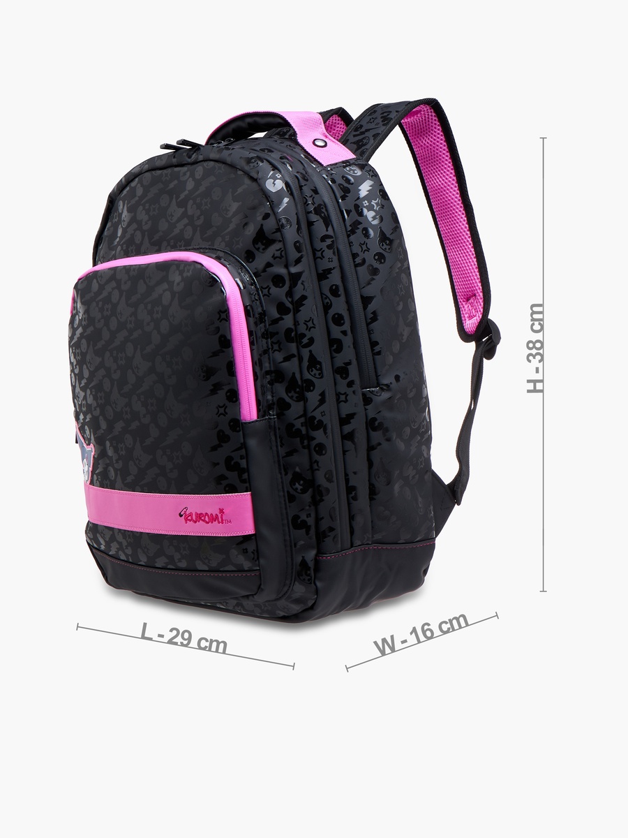 Kuromi Printed Backpack with Adjustable Straps and Zip Closure - 17 inches