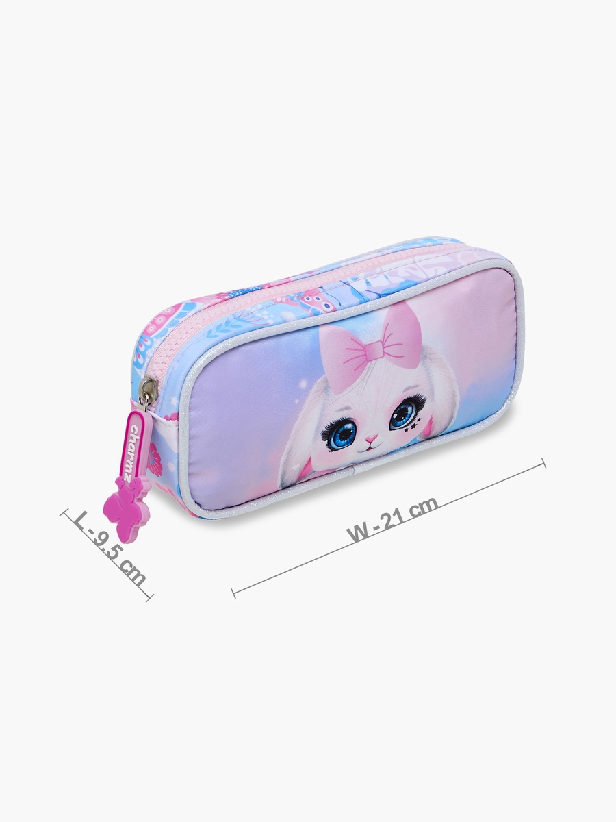 Charmz Rabbit Print Pencil Pouch with Zip Closure