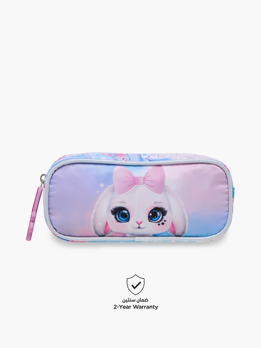 Charmz Rabbit Print Pencil Pouch with Zip Closure