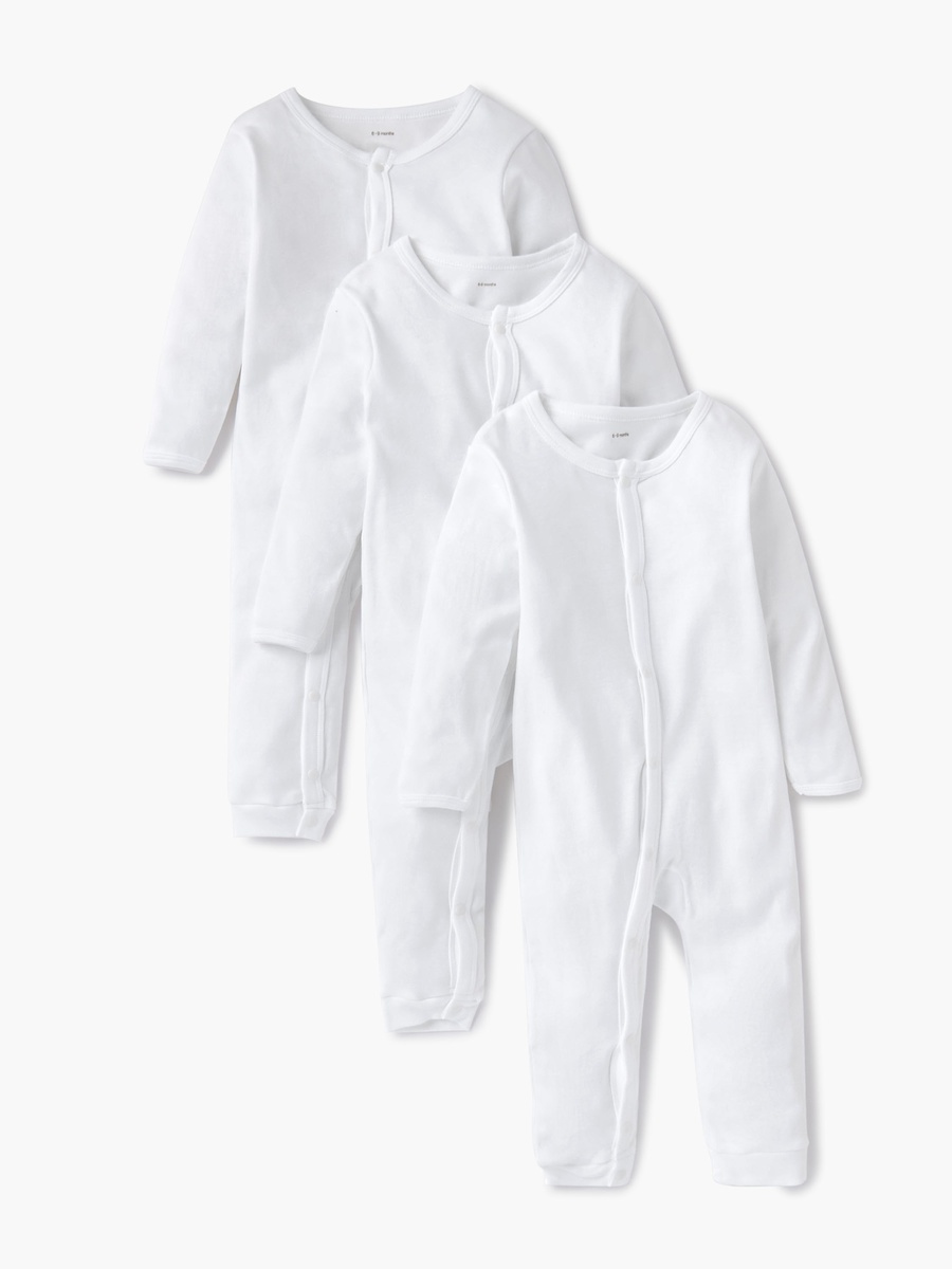 Solid Sleepsuit with Long Sleeves - Set of 3