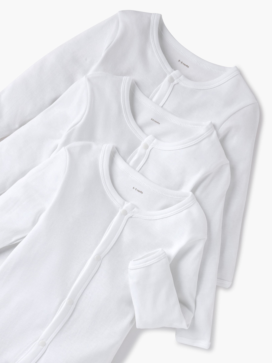 Solid Sleepsuit with Long Sleeves - Set of 3