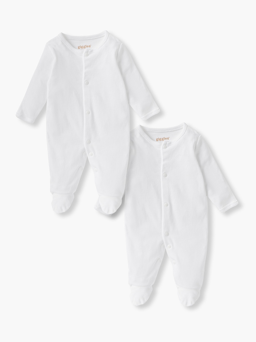 Solid Sleepsuit with Long Sleeves - Set of 2