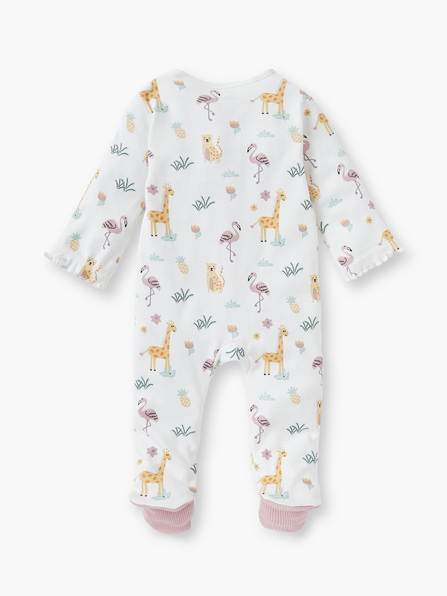 Printed Sleepsuit with Long Sleeves and Zip Closure