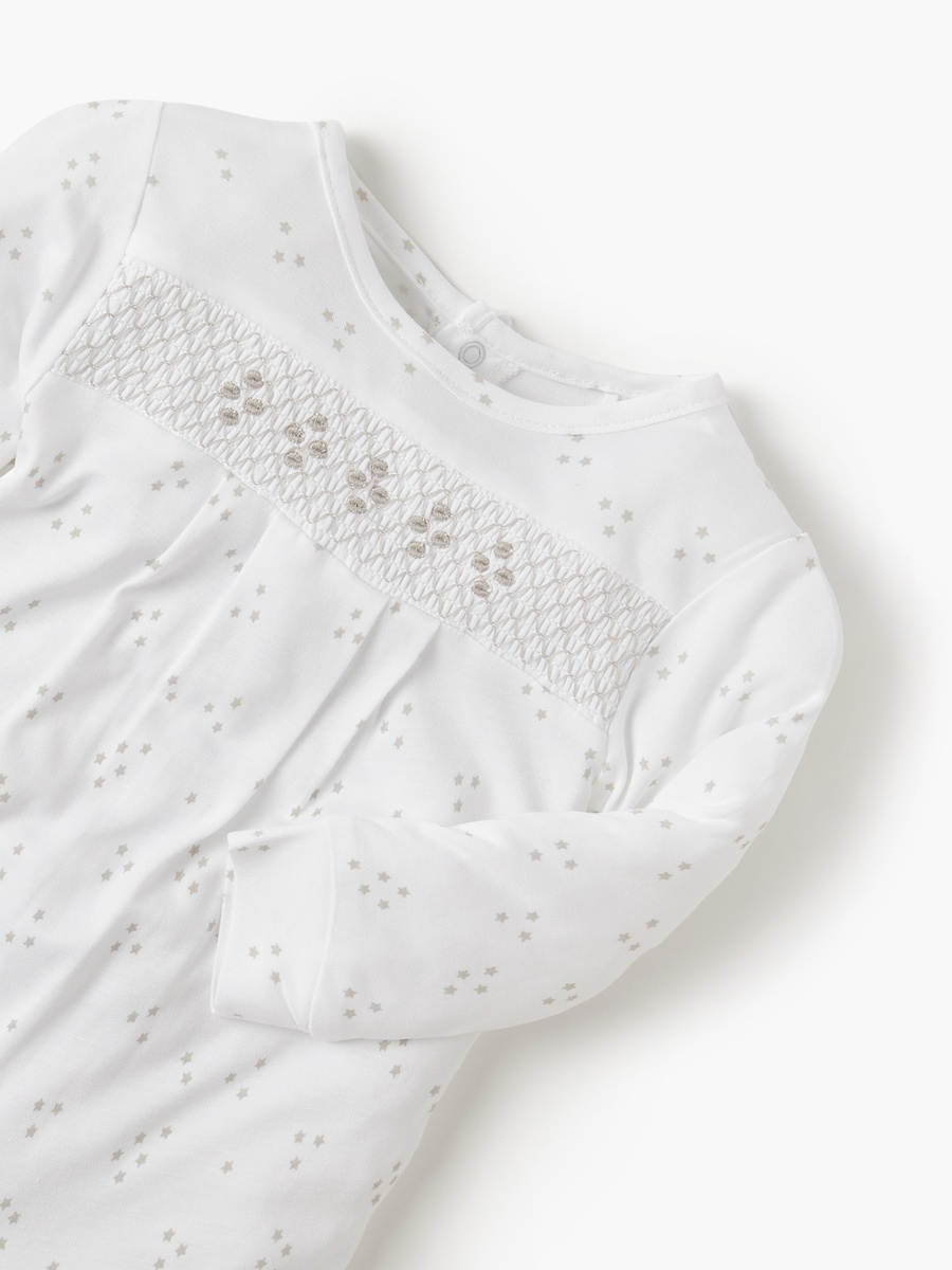 Star Print Closed Feet Sleepsuit with Long Sleeves