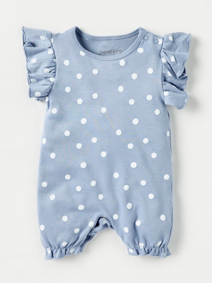 Polka Dot Print Romper with Button Closure - Set of 3
