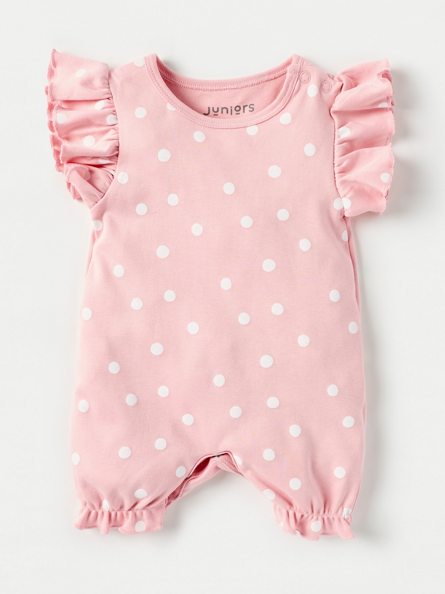 Polka Dot Print Romper with Button Closure - Set of 3