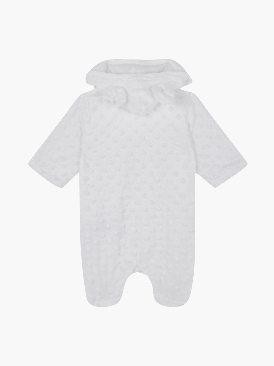 Textured Closed Feet Sleepsuit with Hood and Button Closure