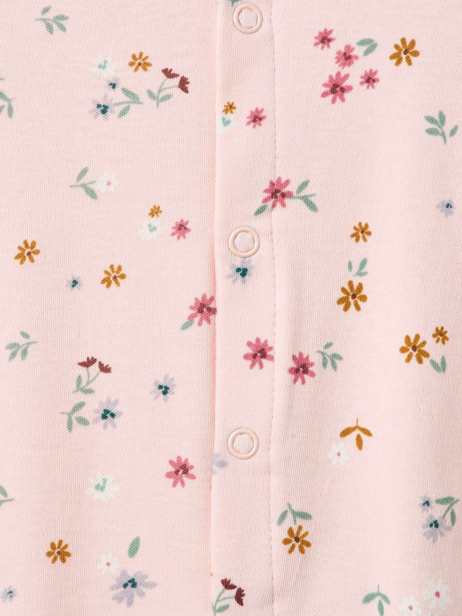 Floral Print Sleepsuit with Long Sleeves and Button Closure - Set of 2