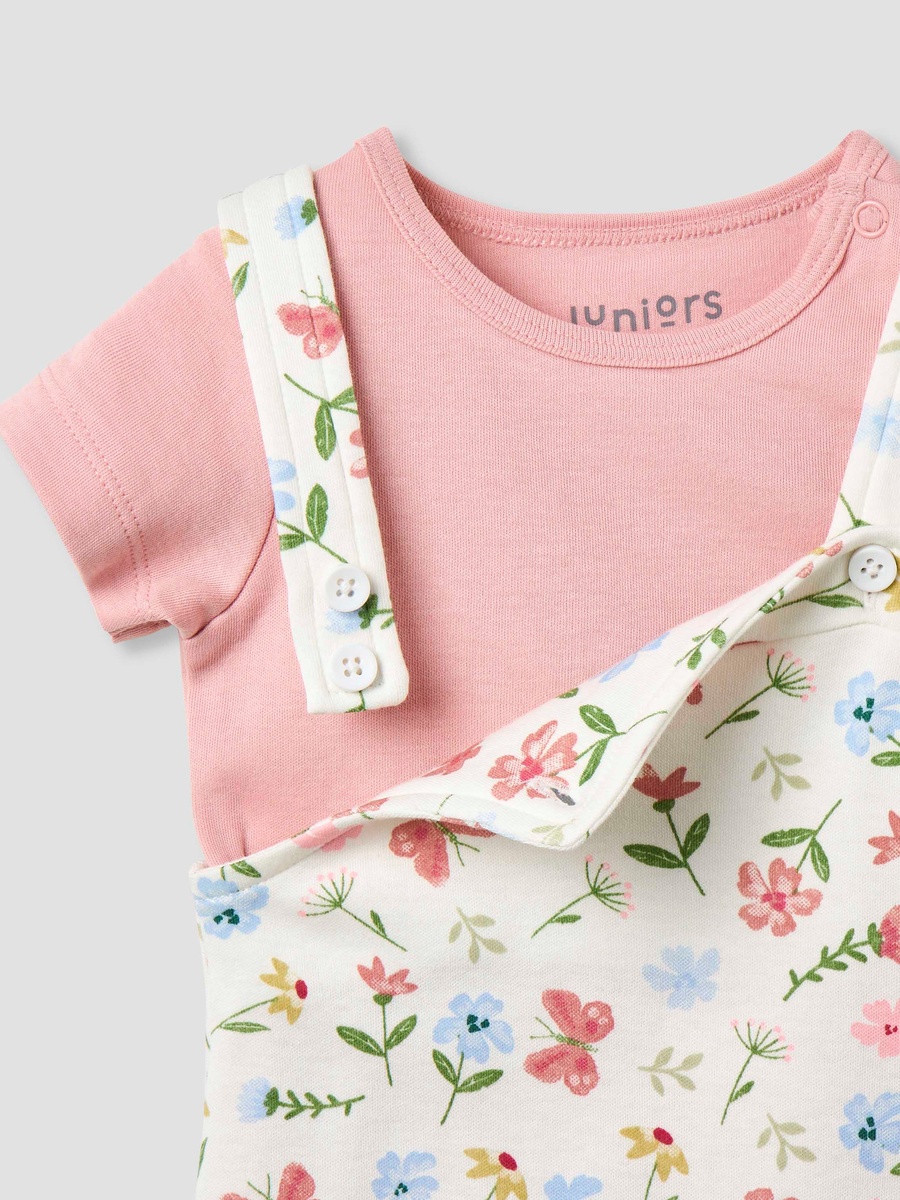 Floral Print Dungaree and T-Shirt Set