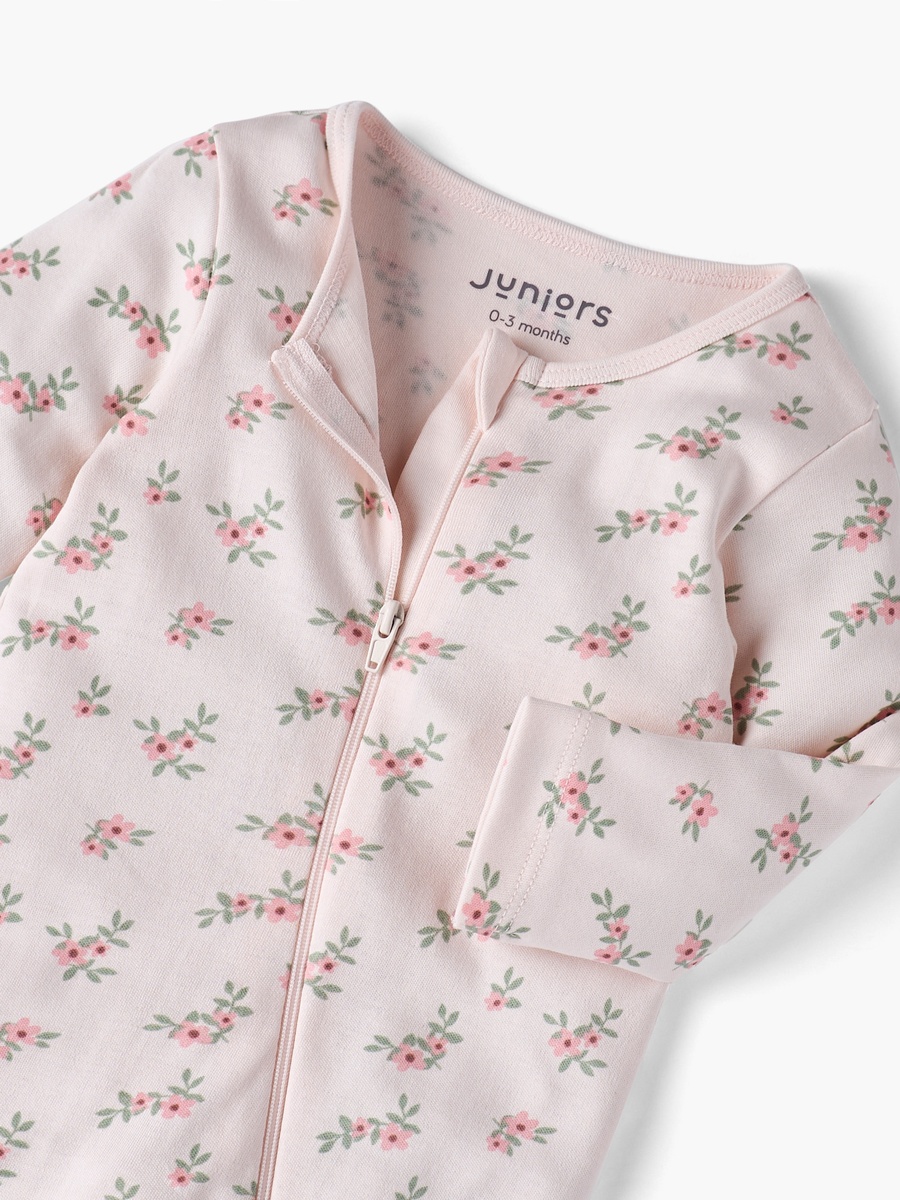 All-Over Floral Print Closed Feet Sleepsuit