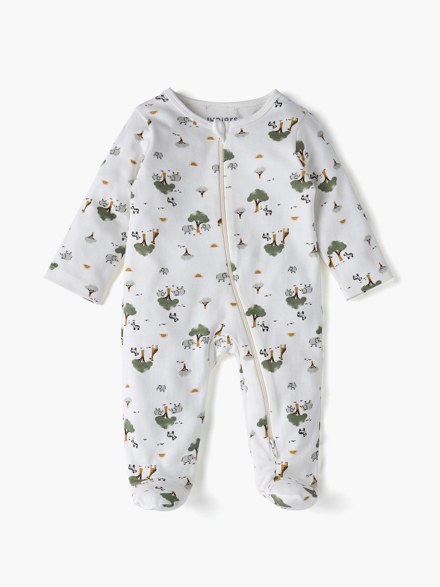 All-Over Print Closed Feet Sleepsuit with Long Sleeves