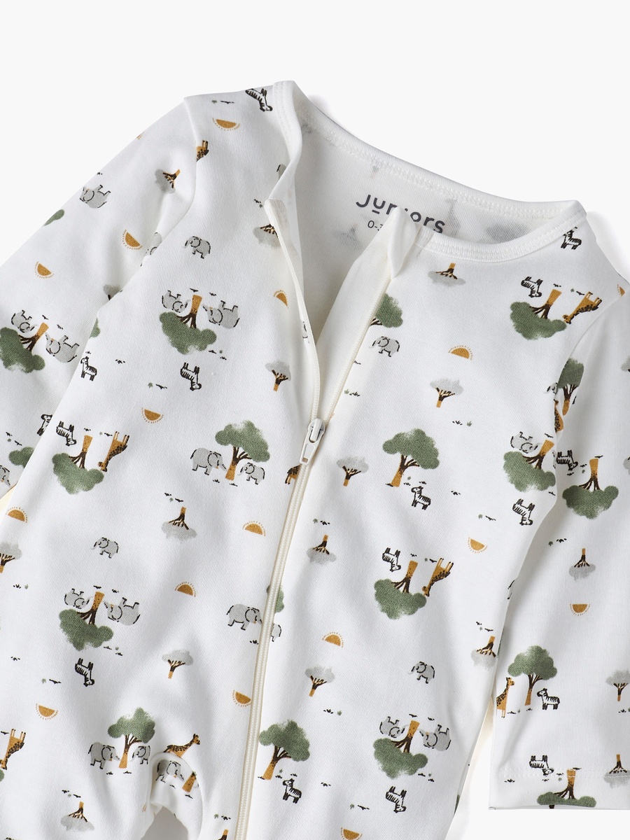 All-Over Print Closed Feet Sleepsuit with Long Sleeves
