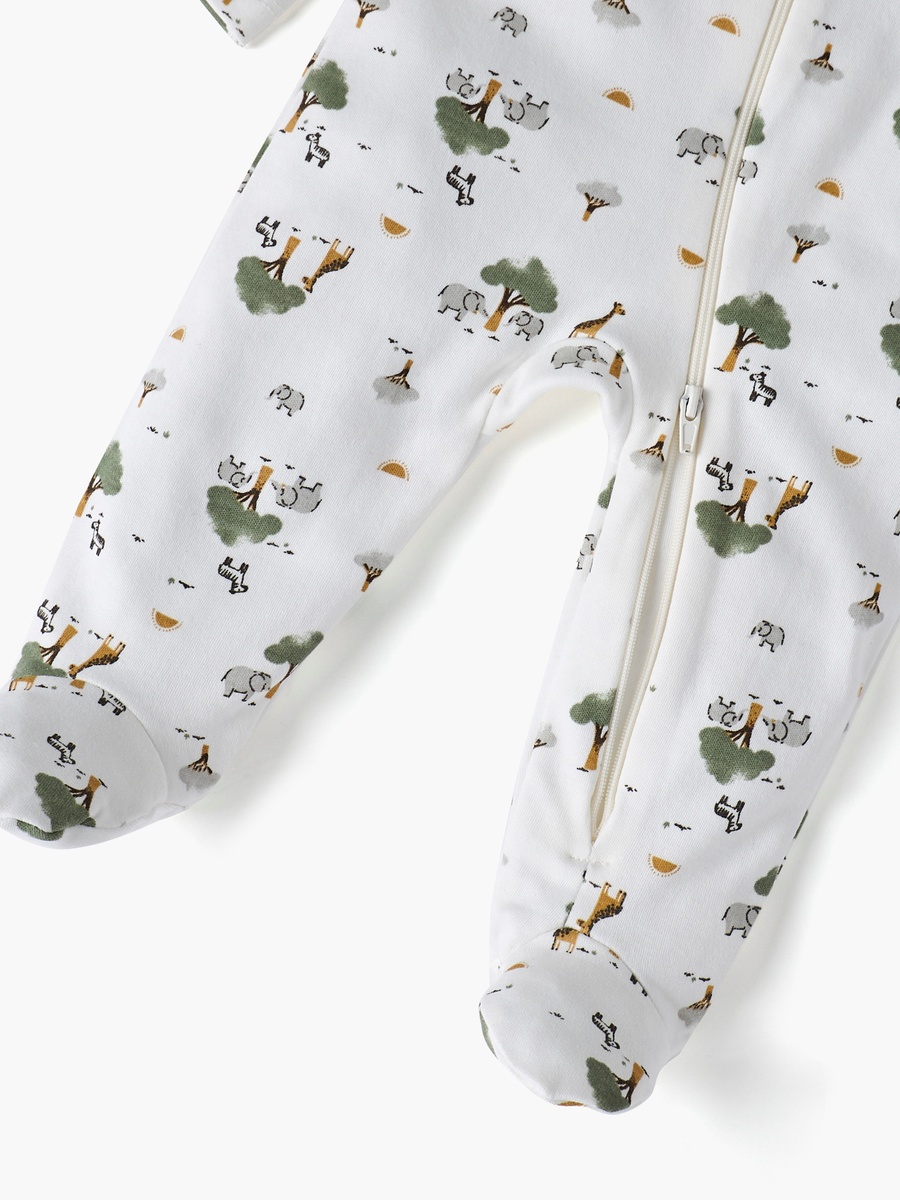 All-Over Print Closed Feet Sleepsuit with Long Sleeves