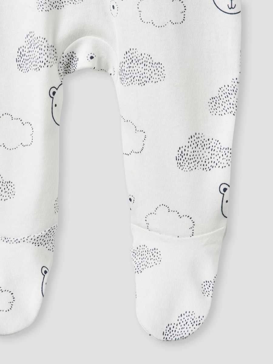 Bear Applique Sleepsuit with Long Sleeves