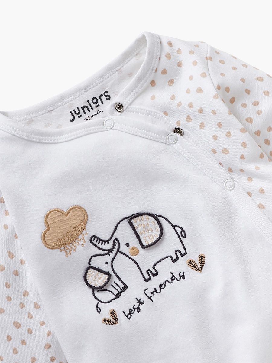 Embroidered Closed Feet Sleepsuit with Long Sleeves