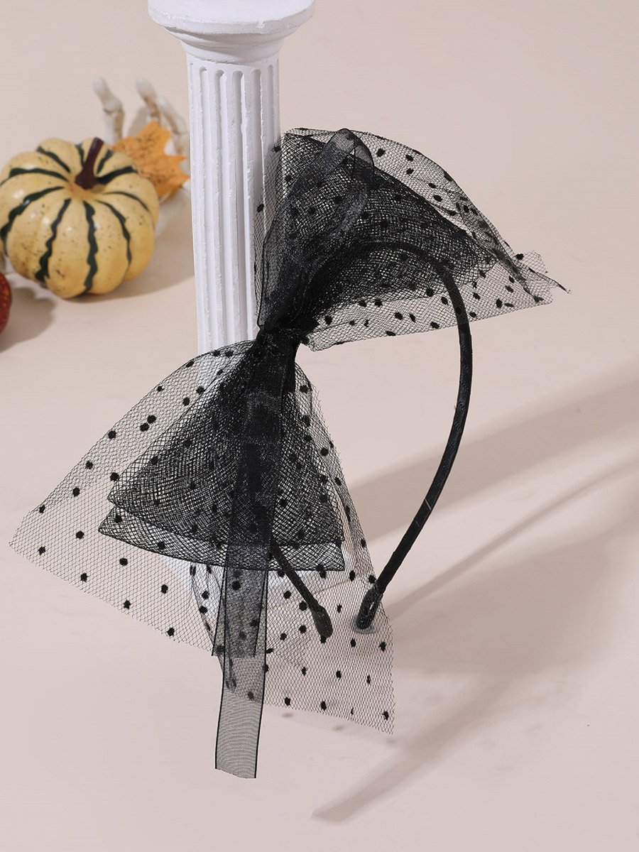 Girls Mesh Bow Polka Dots Headband