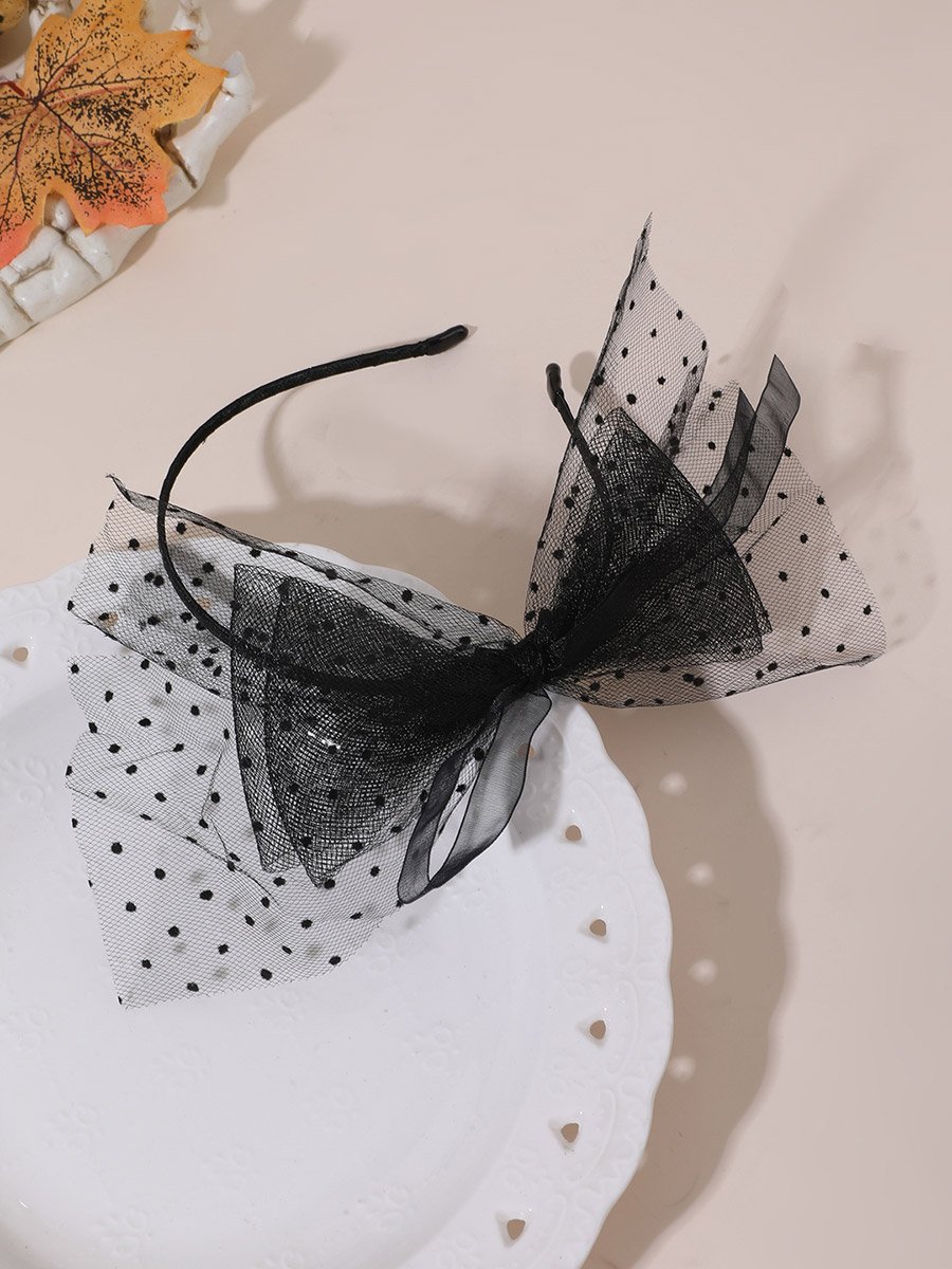 Girls Mesh Bow Polka Dots Headband