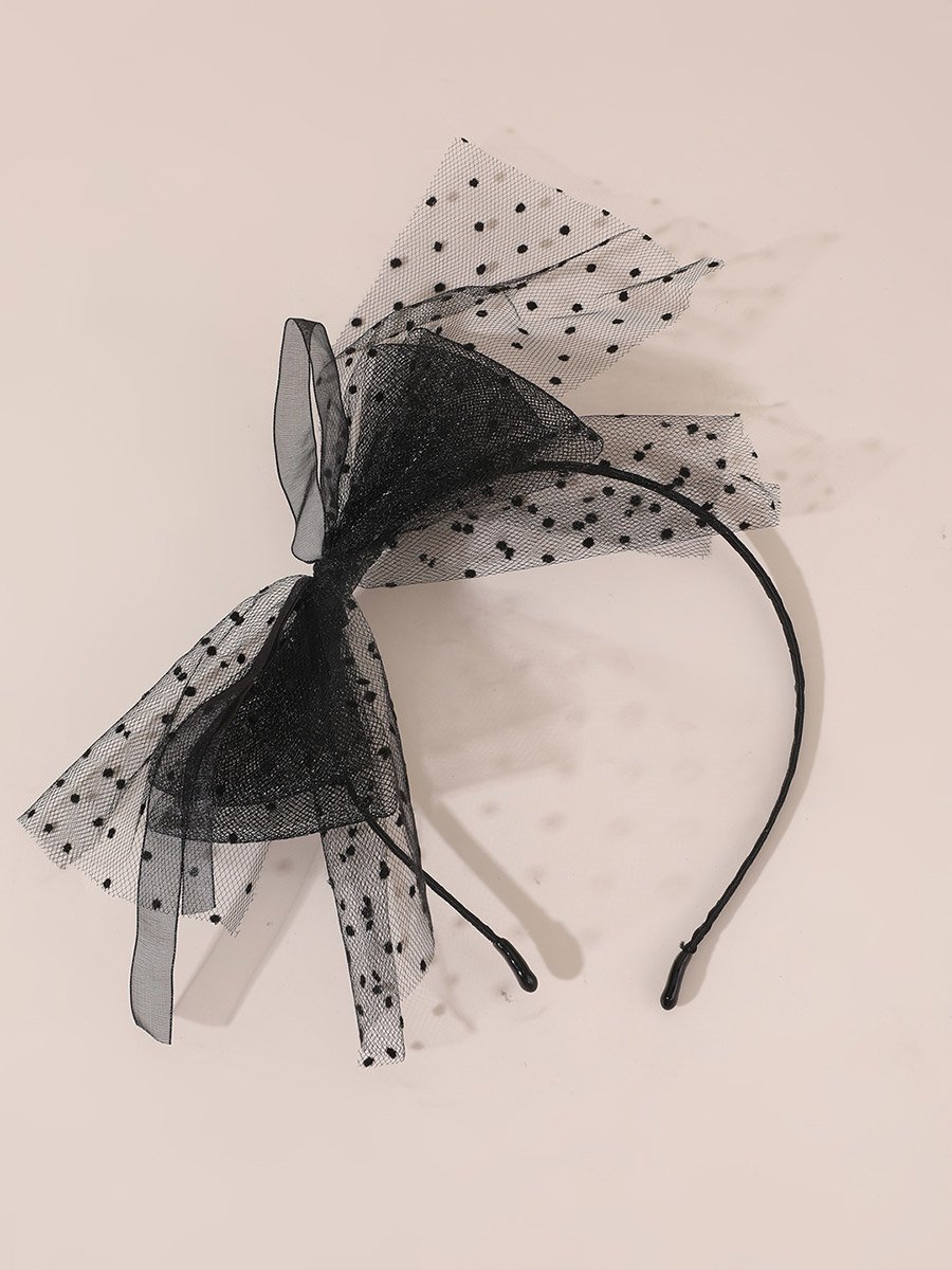 Girls Mesh Bow Polka Dots Headband