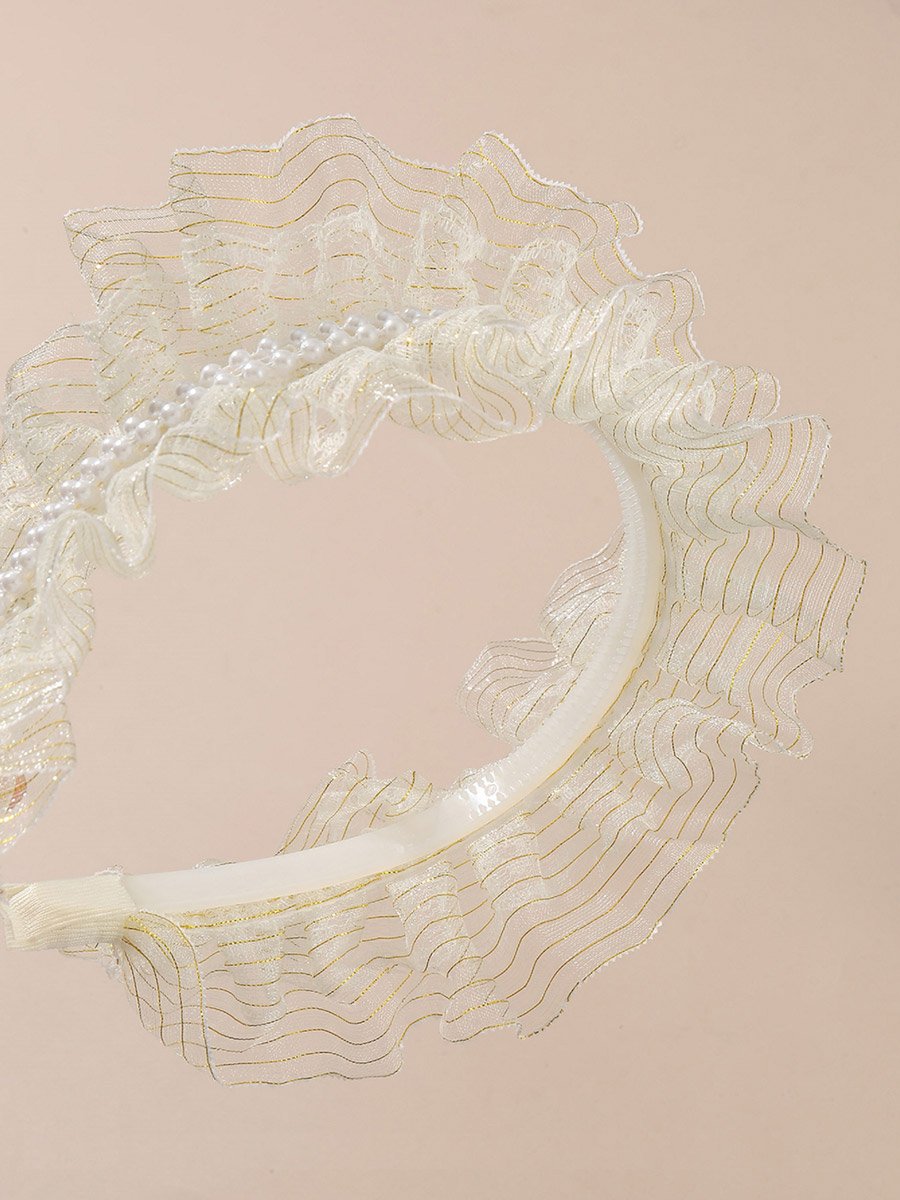 Girls Lace Faux Pearl Decor Headband