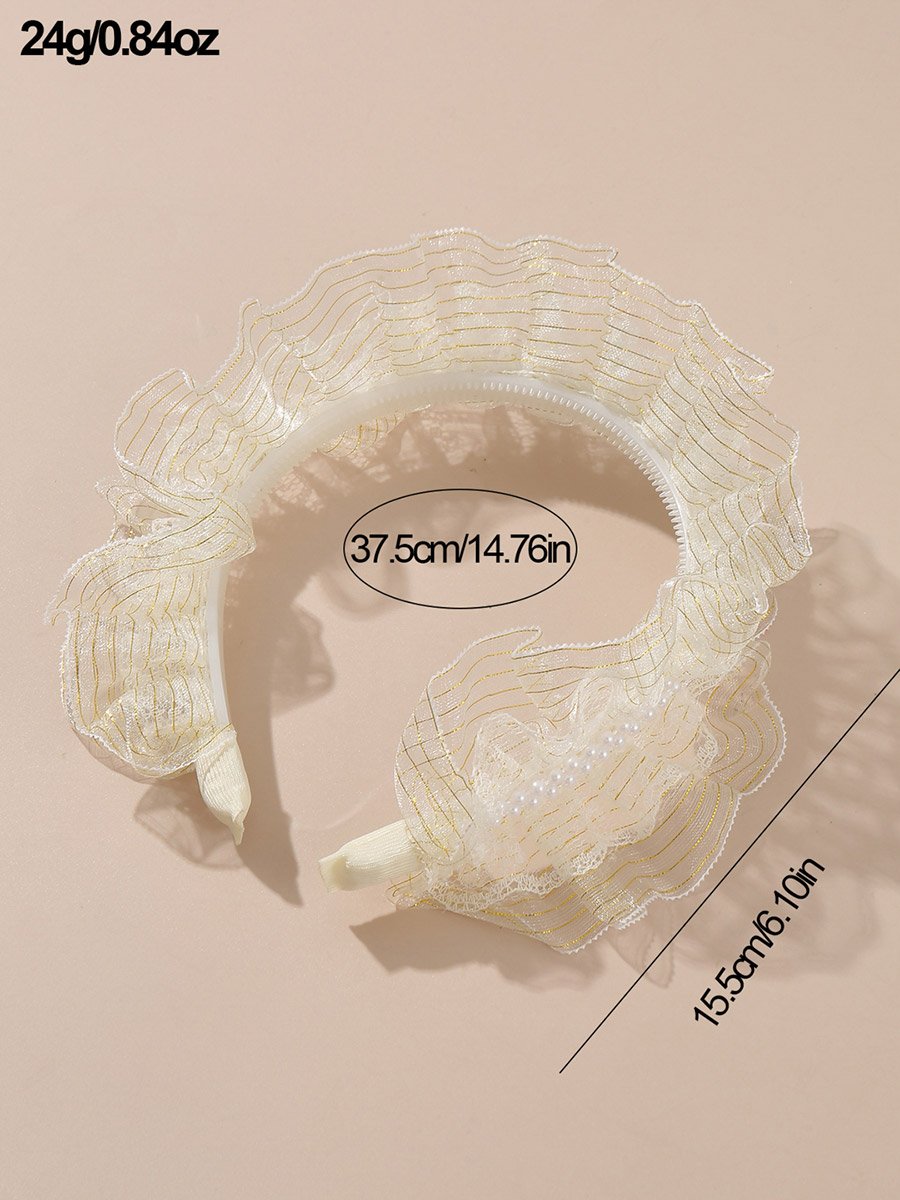 Girls Lace Faux Pearl Decor Headband