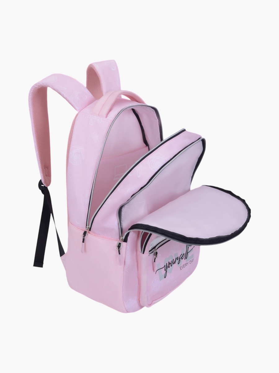 Floral Print Backpack with Adjustable Straps and Zip Closure - 6x12x21 cm