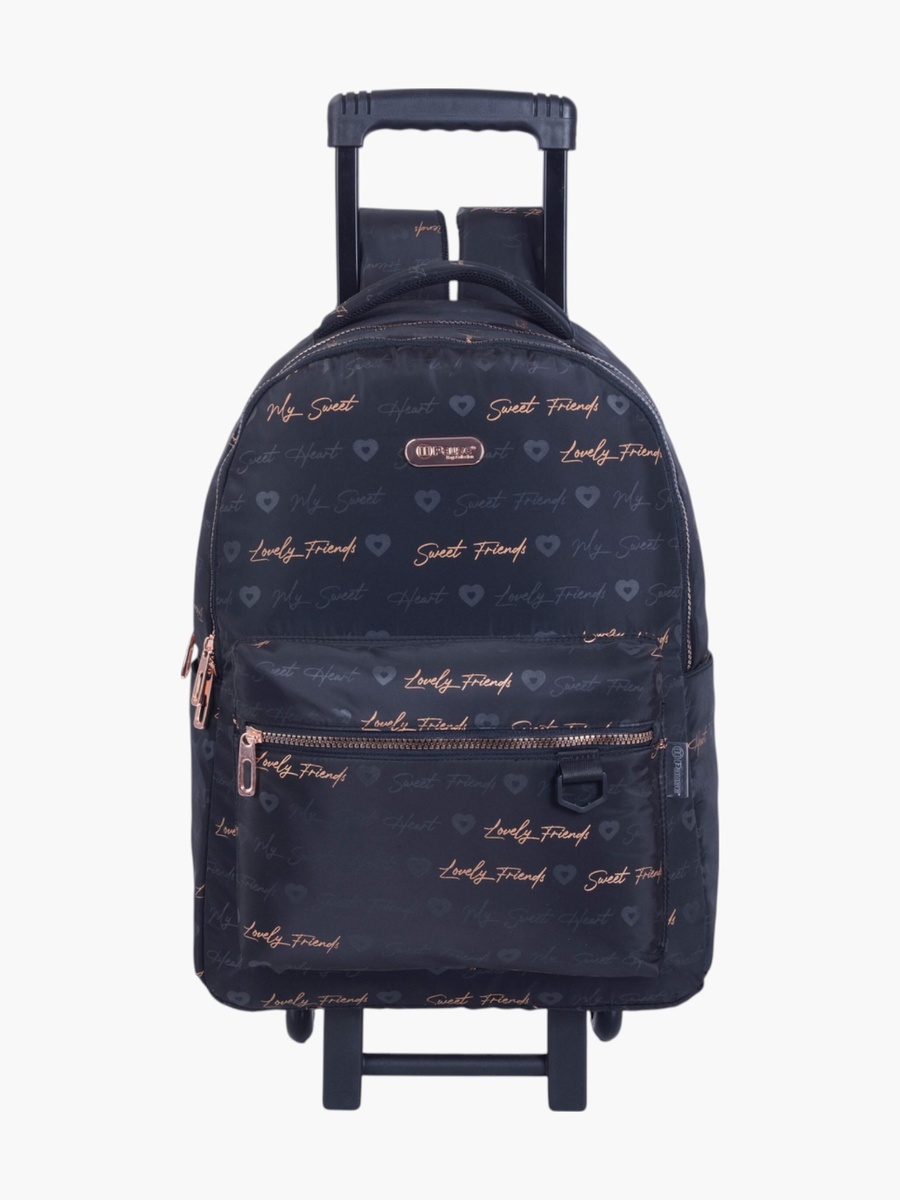 Printed Trolley Backpack with Retractable Handle - 27x10x31 cm
