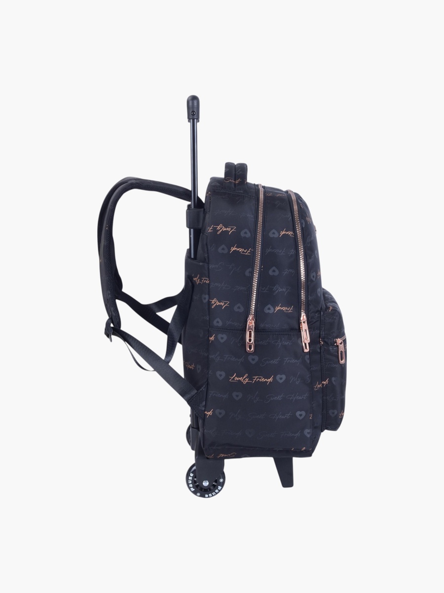 Printed Trolley Backpack with Retractable Handle - 27x10x31 cm