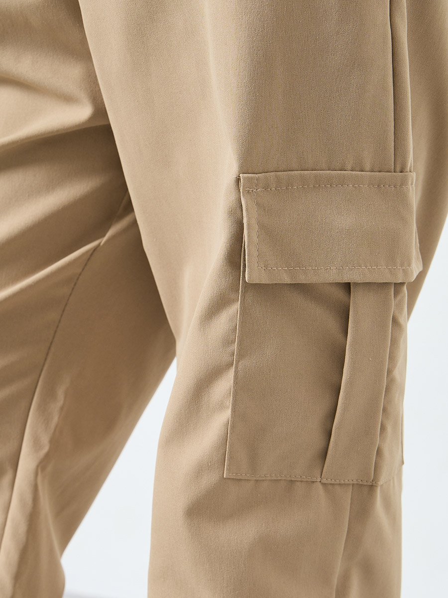 Kids Beige Solid Joggers